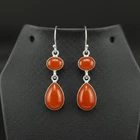Carnelian Gemstone 925 sterling silver handmade Dangle/Drop Earrings 1.90"