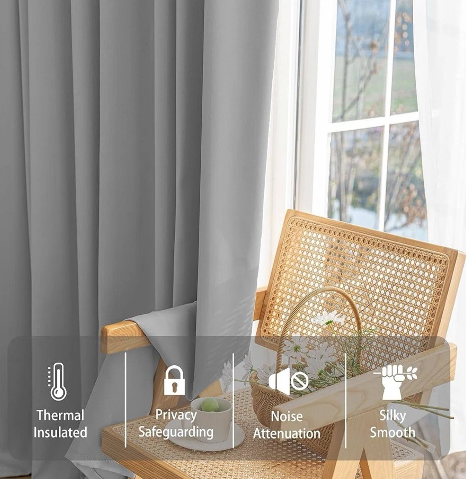 Sanceor Room Darkening Pinch Pleat Curtain, Insulated “52"x 84" Grey, (1 Panel) - Image 4 of 4