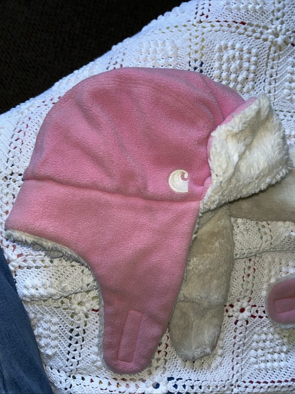 Carhartt Infant Girls Cap, Fur Lined, Pink