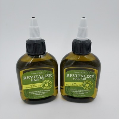 2 Hair Chemist Moisturizing & Revitalizing Hair Oil w/Macadamia Oil 2.5oz