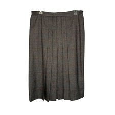 Vintage glen check plaid pleated below the knee skirt Size 12