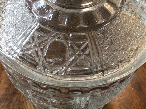Vintage Cut Glass Candy Dish with Lid Intricate Clear 4.25" Wide 5.75" Tall - Picture 10 of 10