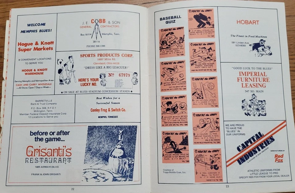 DIZZY DEAN Autographed 1973 Memphis Blues Baseball Program Cardinals Authentic - Image 4 of 4