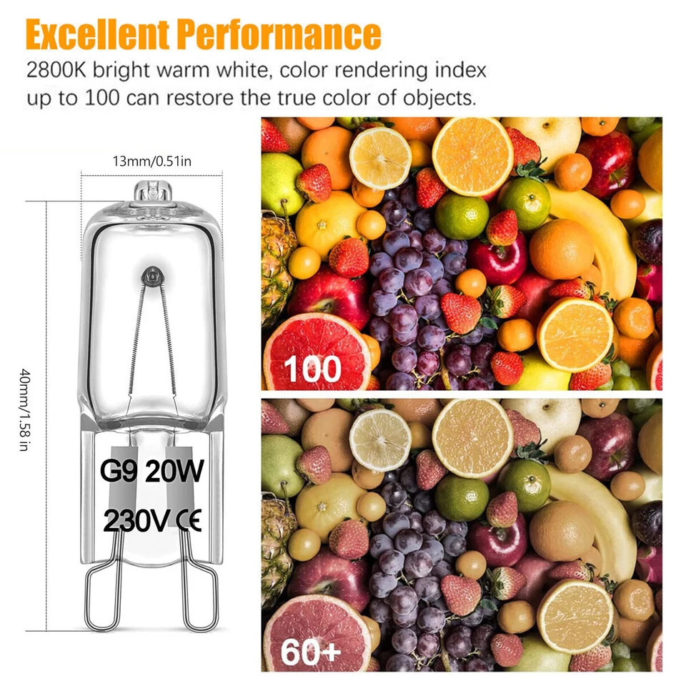 G9 Light Bulb 20W Capsule Light Bulbs T4 Type 2 Pin Base Warm White 220V-240V - Image 3 of 4