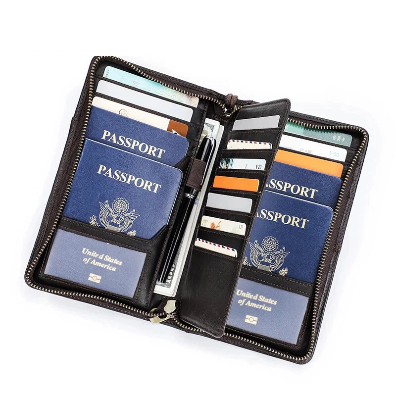 RFID Genuine Leather Travel Wallet Passport Holder Card Case Cover Clutch  Bag