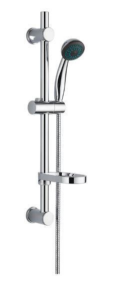 Modern Riser Shower Rail Adjustable Chrome Hose Soap Dish Holder Pole - Image 3
