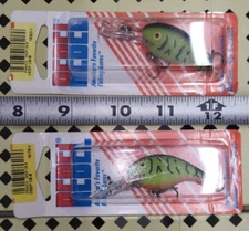 1-25 Lot of 2 Rebel Teeny Wee R Fishing Lure Crankbait Green Black Craw Crawdad