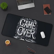 Game Over Desk Mat, Gaming Desk Pad, Office Decor for Gamers, Computer Mat,