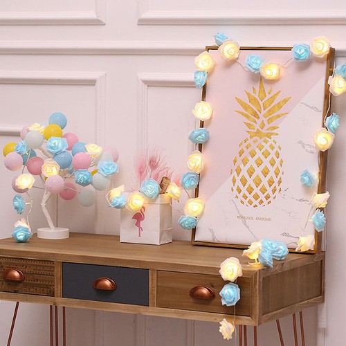 9.84 Ft 20 LED Rose Flower Lights String Battery Operated Wedding Home Party US - Picture 8 of 48