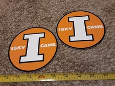 Lot of 2 Vintage Style Isky Racing Cams Decals Stickers NHRA Hot Rod Gasser Rat 