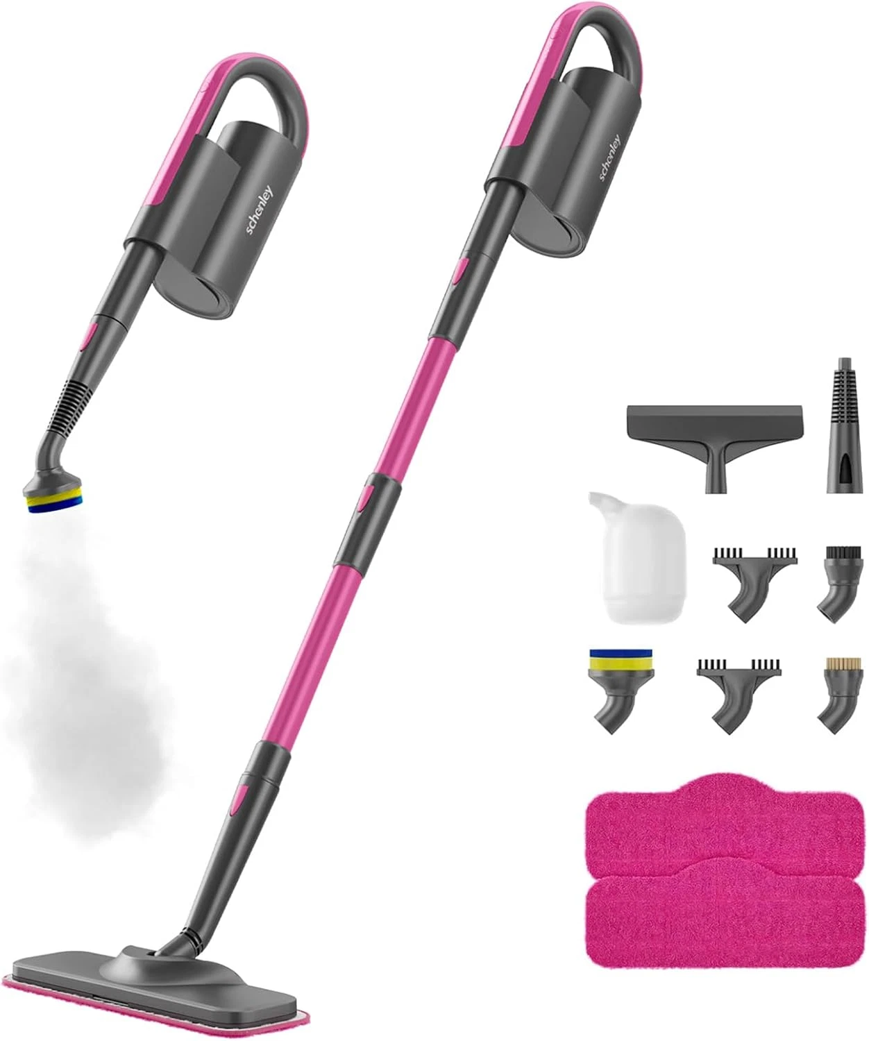 7-In-1 Steam Mop Dual-Rod Design with Detachable Handheld Steamer for Walls, Gro