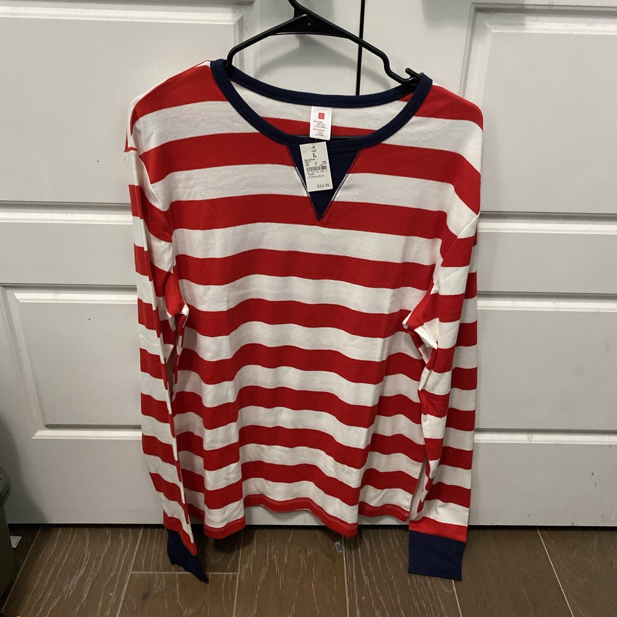 Target Men’s Long Sleeve Shirt Size Large “Red Stripe” New With Tags