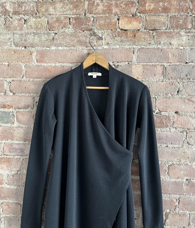 Cárdigan largo vintage Isaac Mizrahi para mujer, talla pequeña, negro 100 % lana EE. UU. 80’s Foto 2 de 4