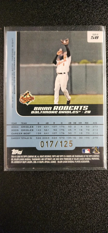 2006 Topps Co-Signers #DUO-B 58 Brian Roberts / Javy Lopez #d 017/125! Orioles - Image 2 of 2