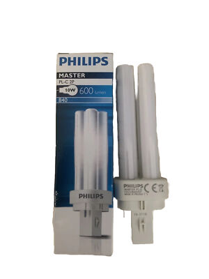 Philips PL-C 10w 2 pin G24d-1 Cool White 840 DuluxEnergy Saving CFL ...