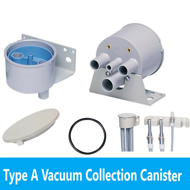 Dental Central Vacuum Canister Kit Bottom Port with Lid, Port Plug