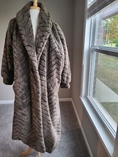 Duffel Outdoor Taupe/Brown Fuzzy Faux Fur Fleece Teddy Bear Coat (Size M)