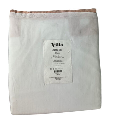Villa Noble Excellence Greek Key 2 King Shams Blush 100% Cotton - Picture 4 of 6
