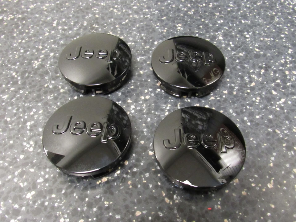 JUEGO DE 4 TAPAS CENTRALES JEEP negras OEM MOPAR Foto 4 de 4