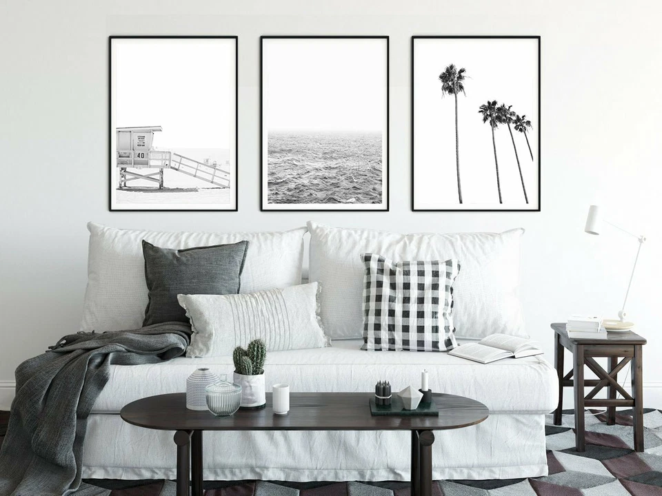 Set of 3 Palm Tree Beach Ocean Relaxing View Wall Art Print. A3 A2 A1 Size - Image 2 of 4