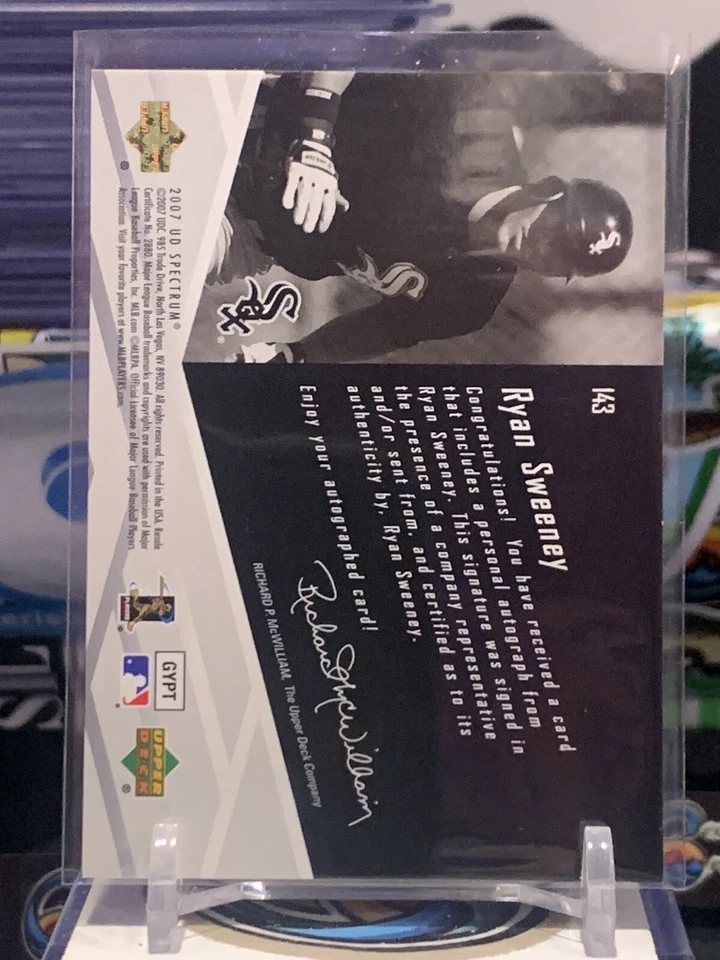 2007 UD Spectrum - Ryan Sweeney - Auto - Rookie (RC) White Sox TZ 8G - Image 2 of 2