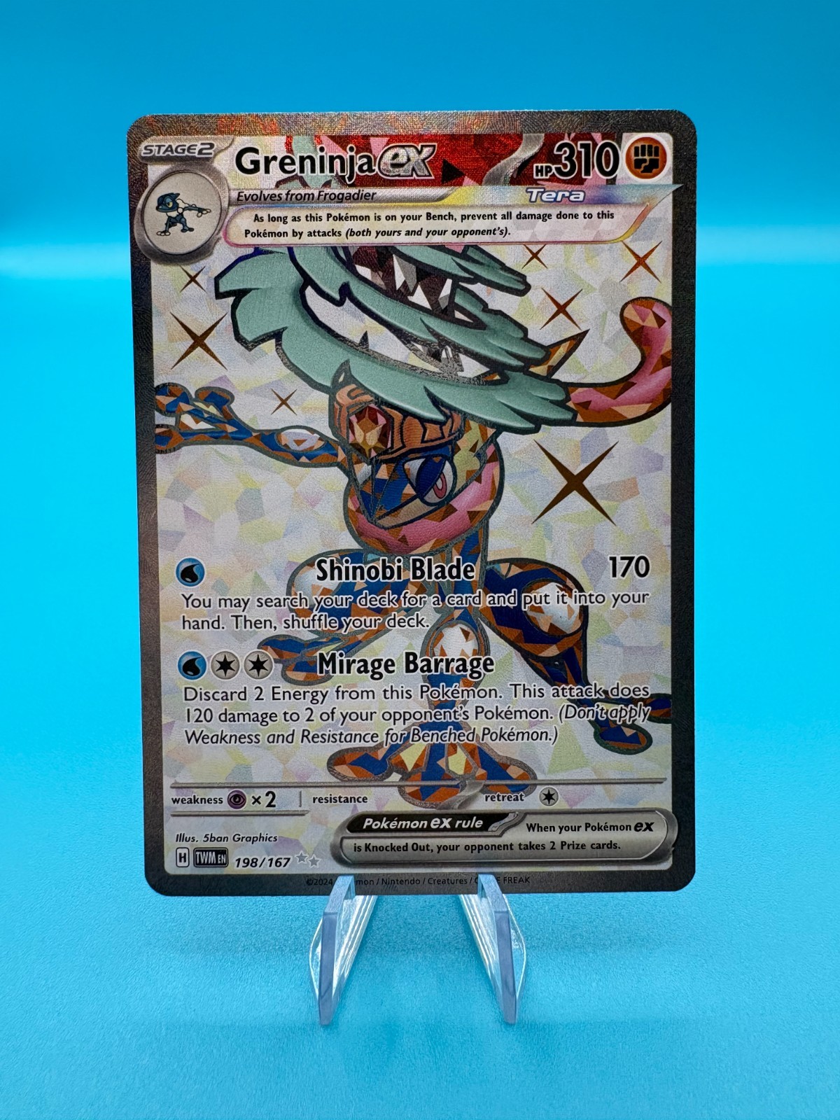 Pokemon Card Greninja EX 198/167 Twilight Masquerade Ultra Rare Near Mint