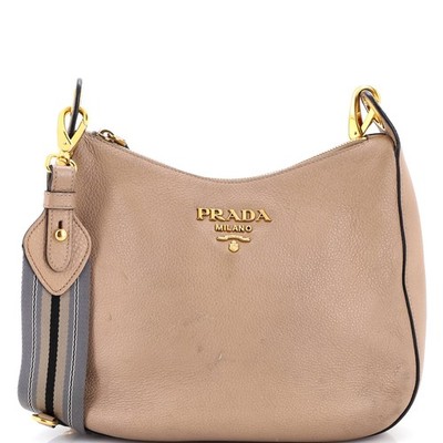 Prada Striped Strap Zip Hobo Vitello Daino Medium | eBay