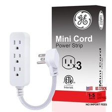 3-Outlet Power Strip Braided Extension Cord with Multiple Outlets 5 Inch