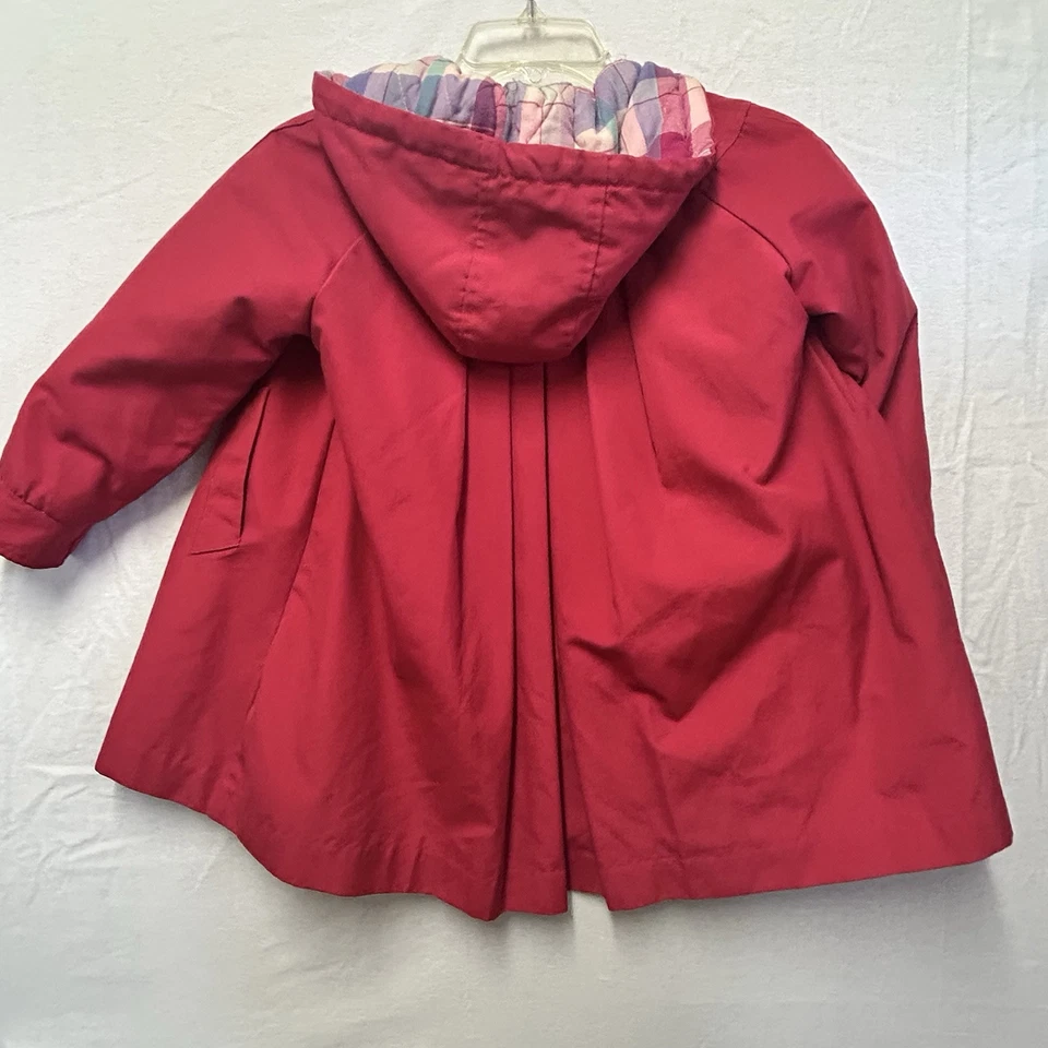 Chaqueta Abrigo Forrada Sherpa Plisada Rosa/Rojo Con Capucha Niebla Londres Años 6 80 De Colección Foto 2 de 4