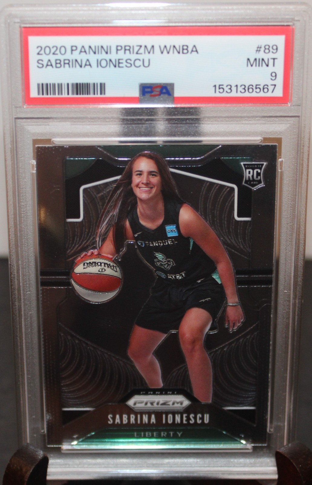 2020-21 Panini Prizm WNBA Sabrina Ionescu RC Rookie #89 Liberty PSA 9 view 2