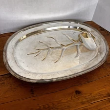 VTG Tree of Life MAYFAIR silver plate footed meat serving tray platter USA HEAVY
