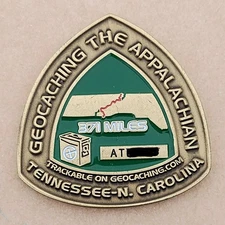 Appalachian Trail Geocoin - Tennessee, N Carolina - Antq. Bronze - NOT Activated