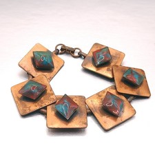 Vintage Solid Copper South Western Wide Link Bracelet 7"