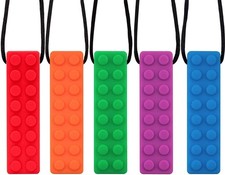 Sensory Chew Necklaces, 5 Pack Bundle Colorful Chew Necklaces for Sensory Kid...