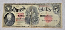 1907 $5 US Legal Tender Note Series Woodchopper Design