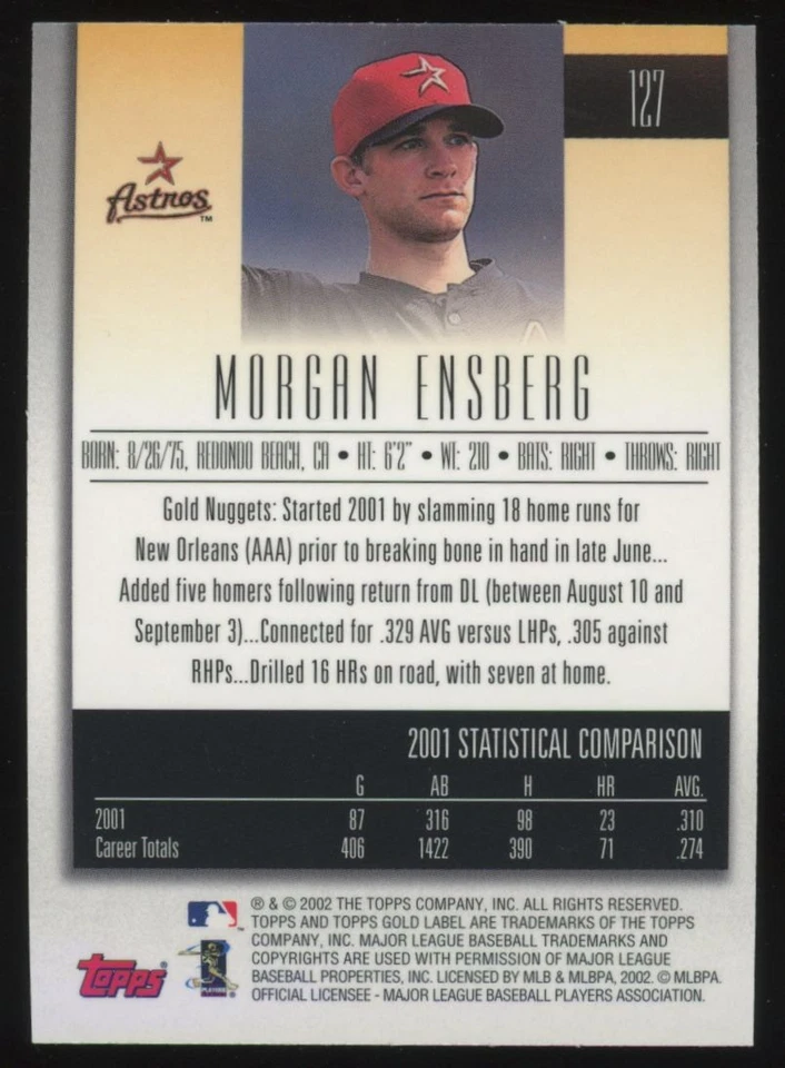 2002 Topps Gold Label Morgan Ensberg Houston Astros #127 - Image 2 of 2