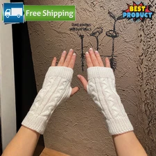 Women Warm Knitted Fingerless Gloves Winter Thermal Half Finger Mittens Gloves
