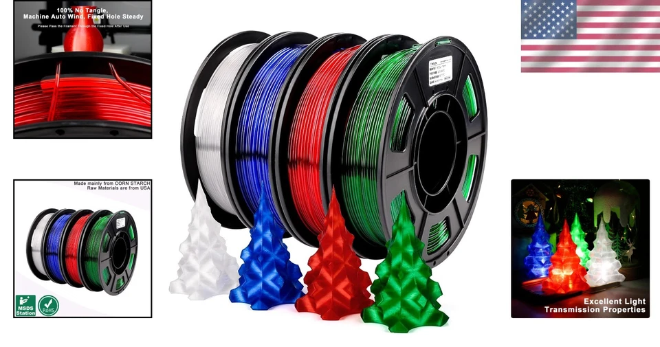 Versatile PETG 3D Printer Filament Set 250g x 4 Spools - Ideal for Creating Art - Image 2 of 4