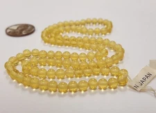 100 VINTAGE JAPANESE 1950's CHERRY BRAND GLASS CITRINE 4mm. ROUND BEADS 4701T