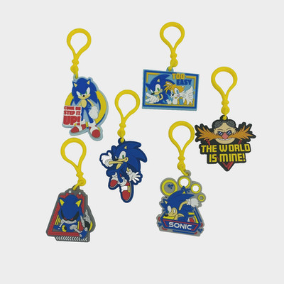 Sega Sonic The Hedgehog Vinyl Flat Bag Charm Clips Backpack Eggman Lot