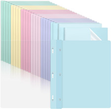 24 PCS Pastel Plastic Report Covers with 3 Prongs Clear Front Presentation