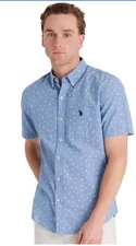US Polo Assn Mens Short Sleeve Button Shirt Tropical Palm Trees Anchors New NWT