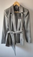 River Island Studio Womens UK10 Black Check Wrap Coat Decorative Fastening 0450