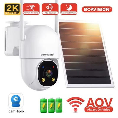 24/7 Recording Solar Auto Tracking PTZ Camera, Full Color, two way audio