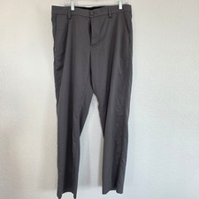 Amazon Essentials Men Classic Fit Flat Front Stretch Dress Pants Gray Size 34x32