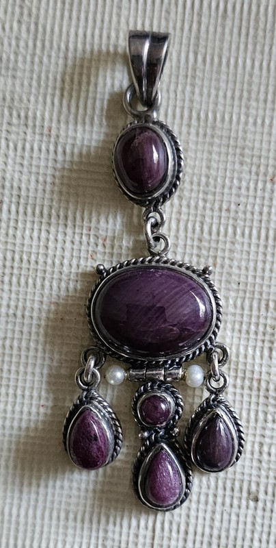 Sterling Silver (.925) Madagascar Pink Rubies Dangle Pendant
