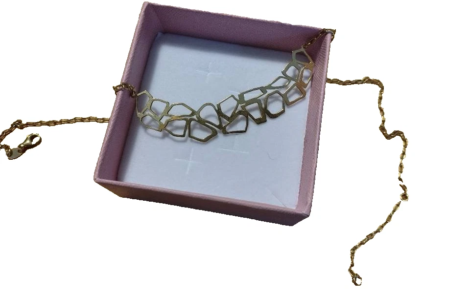 Particolare Collana geometrica Argento Sterling 925 pl oro giallo 18 Kt Collier - Immagine 4 di 4