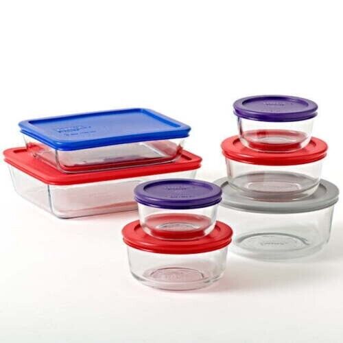 Pyrex Simply Store Glass Storage Container Set with Lids, 14 Piece - Picture 1 of 3