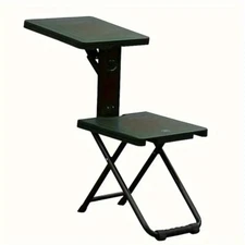 3-in-1 Vintage Iron Foldable Table and Chair Set,Portable Folding Desk