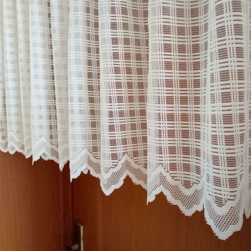 Window Curtain Checked Sheer Voile Kitchen Curtain Cafe Lace Valance Short Panel - Picture 5 of 7
